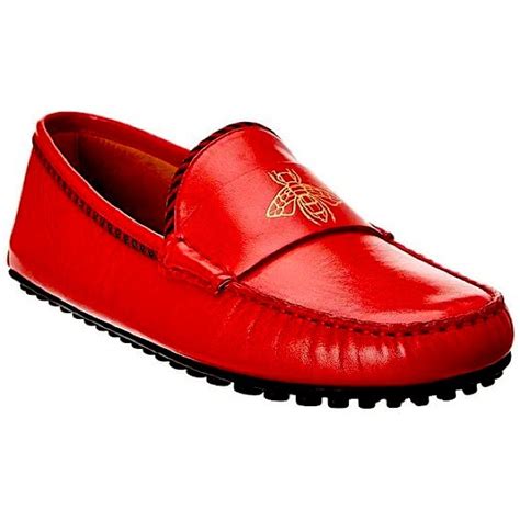 NIB Gucci Kanye Web Trim Red Leather Bee Detailed Drivers 6 